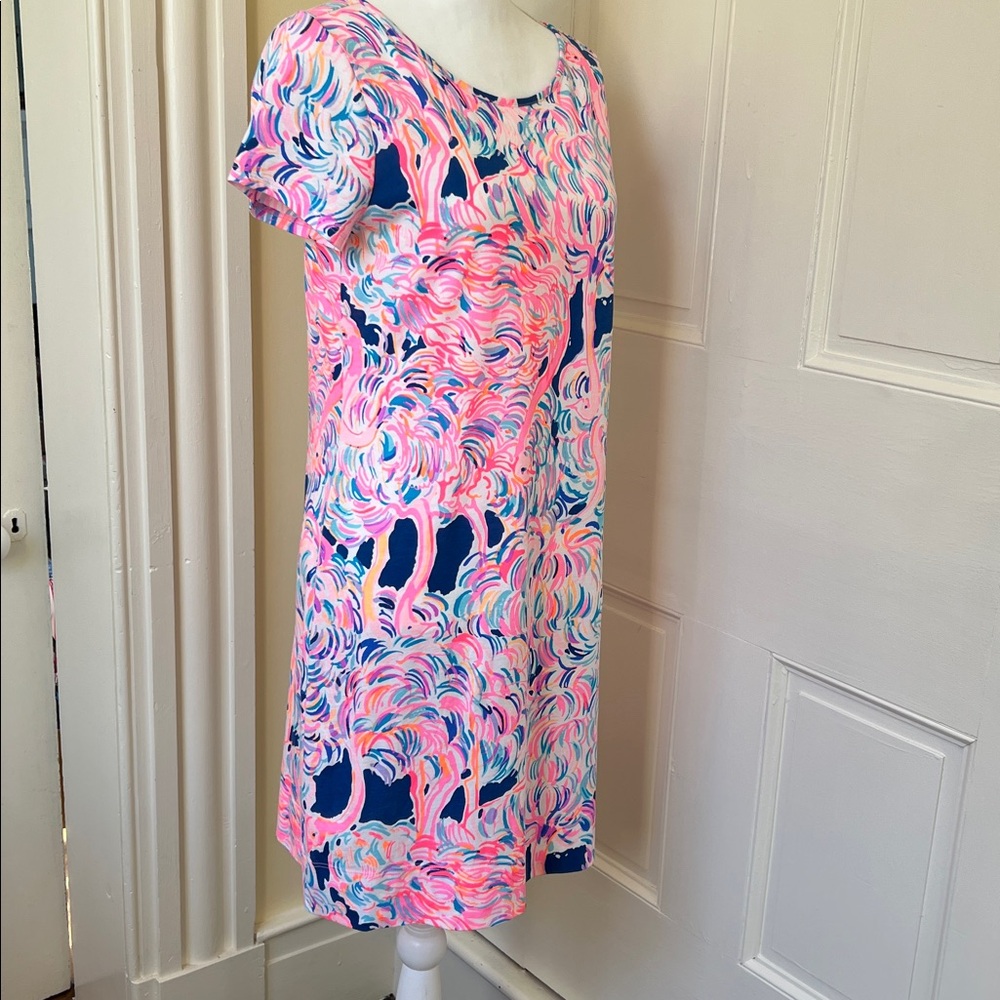 Lilly Pulitzer Marlowe Short Sleeve Pink, Navy Dress Size M - Picture 6 of 8